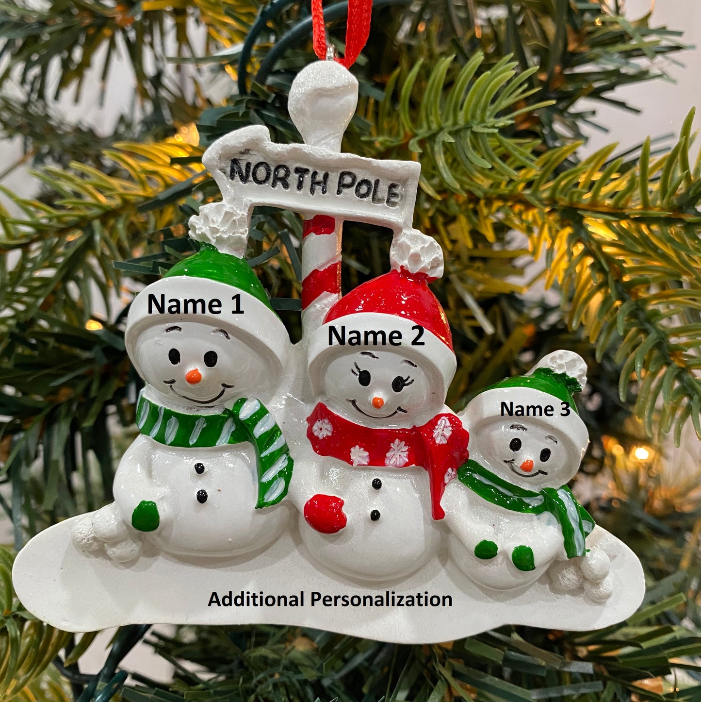 North Pole Snowman Family Ornament