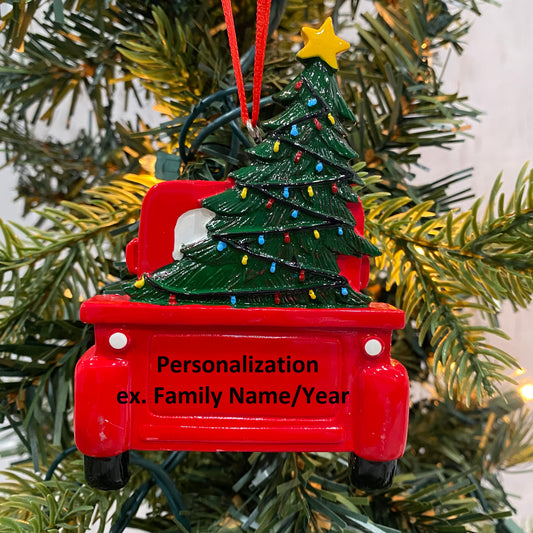 Red Truck and Christmas Tree Ornament