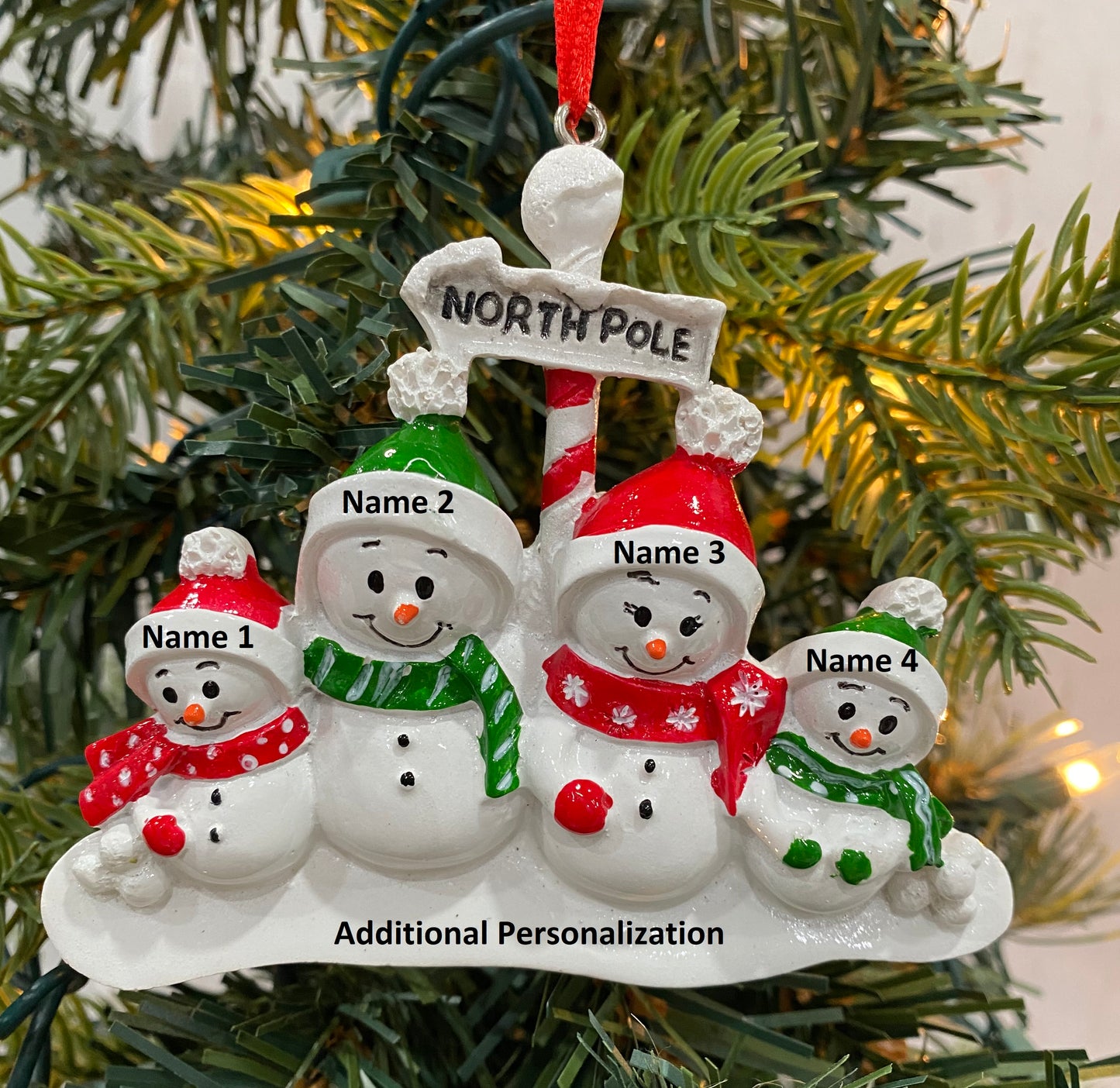 North Pole Snowman Family Ornament