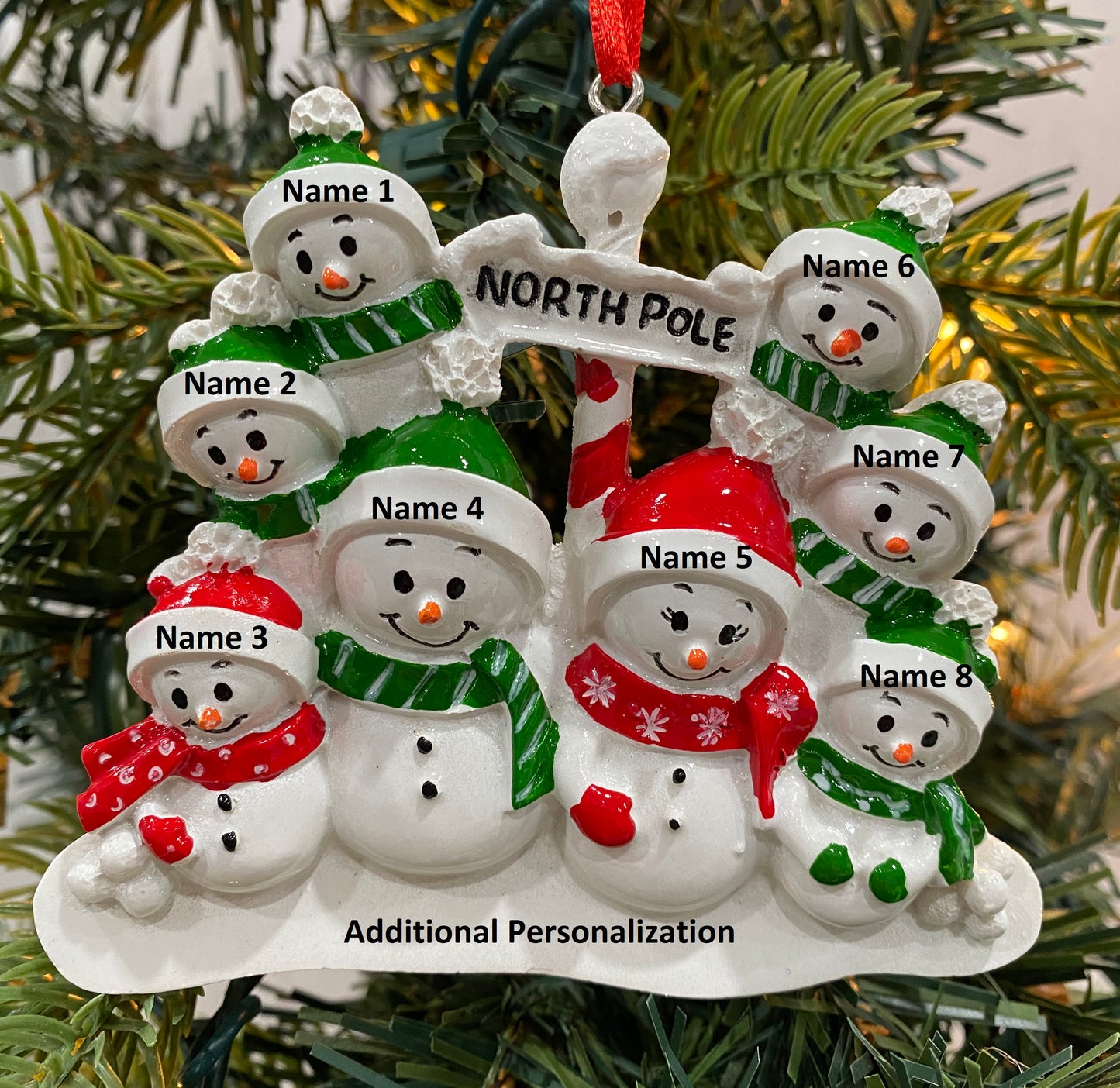 North Pole Snowman Family Ornament